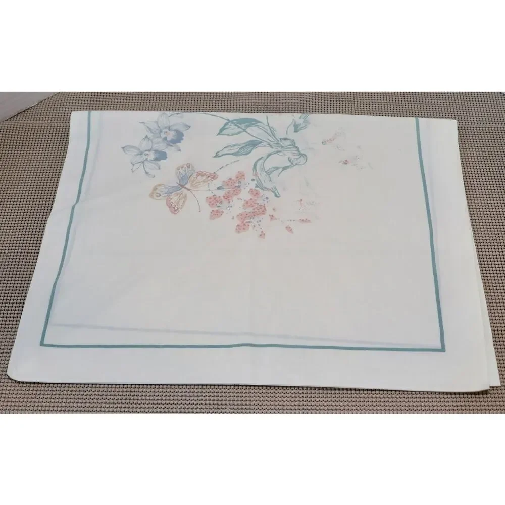 Tastemaker Pillowcase Floral Butterfly No Iron Percale USA Vintage